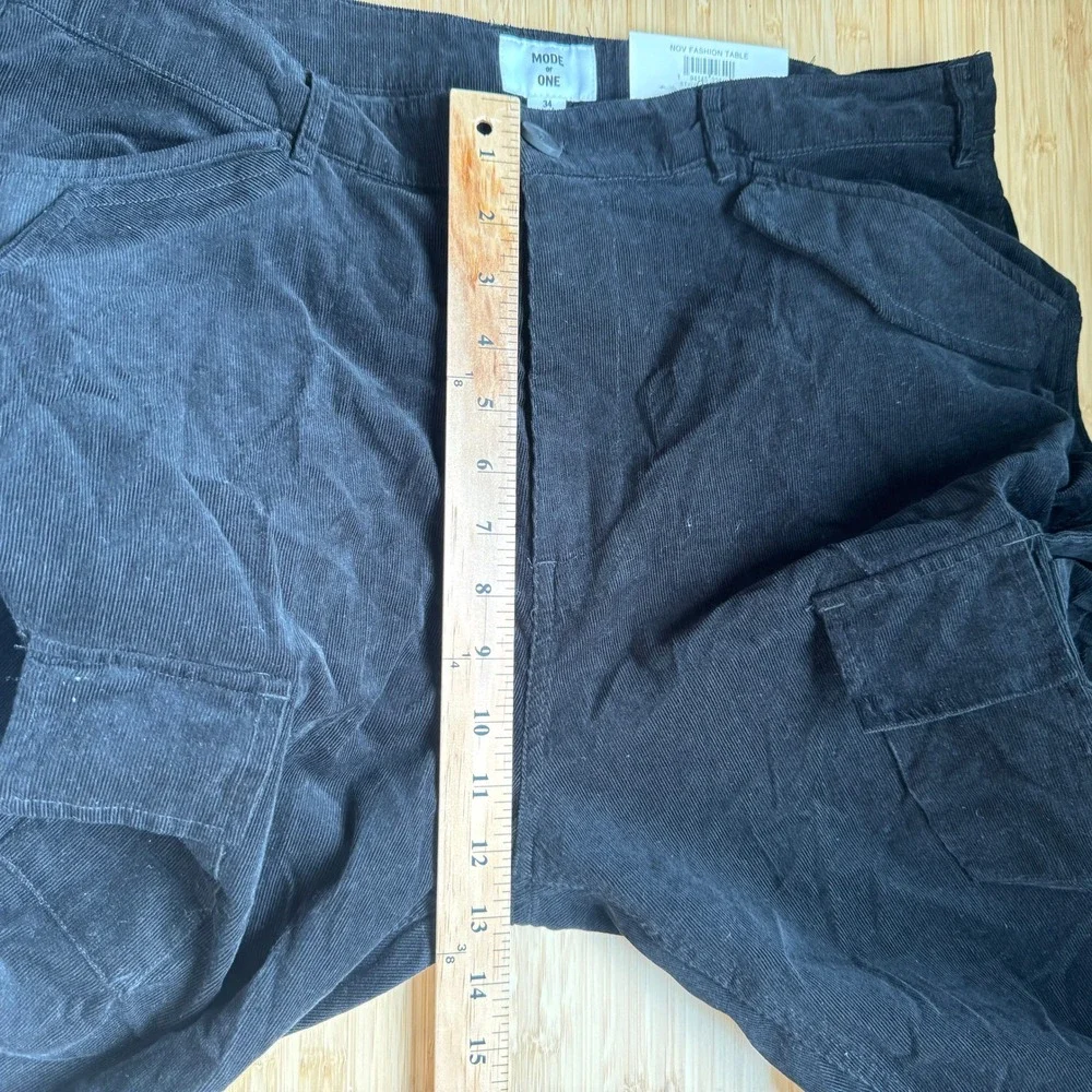 Mode of One Mens Relaxed Fit Tapered Cargo Pants Black 34 100197732MN FA24 NEW